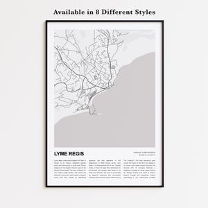 Lyme Regis Map Print, Lyme Regis Travel Map, Lyme Regis Wall Decor Art, Lyme Regis England, Housewarming Gift