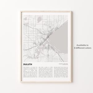 Duluth Map Print, Duluth Travel Map, Duluth Wall Decor Art, Duluth Minnesota, Housewarming Gift