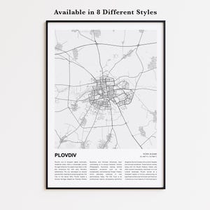 Plovdiv Map Print, Plovdiv Travel Map, Plovdiv Wall Decor Art, Plovdiv Plovdiv, Housewarming Gift