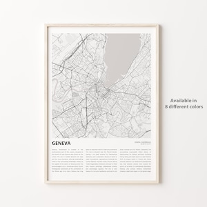 Genf Karte Drucken, Genf Karte, Genf Wand dekor Kunst, Genf Genf, Housewarming Geschenk