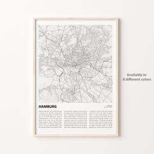 Hamburg Map Print, Hamburg Travel Map, Hamburg Wall Decor Art, Hamburg , Housewarming Gift