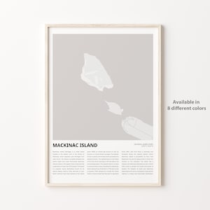 Mackinac Island-kaartafdruk, Mackinac Island-reiskaart, Mackinac Island-muurdecoratiekunst, Mackinac Island Michigan, housewarmingcadeau