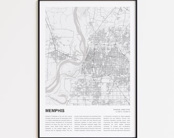 Memphis Map Print, Memphis Travel Map, Memphis Wall Decor Art, Memphis Tennessee, Housewarming Gift