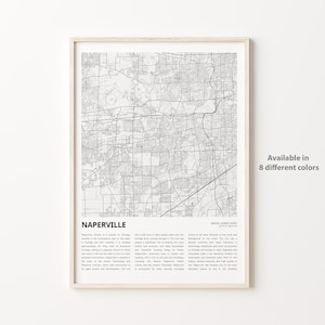 Naperville Map Print, Naperville Travel Map, Naperville Wall Decor Art, Naperville Illinois, Housewarming Gift