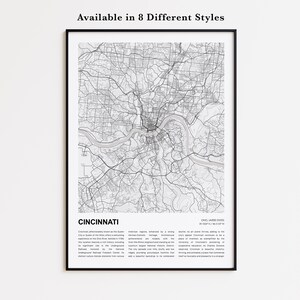 Cincinnati Map Print, Cincinnati Travel Map, Cincinnati Wall Decor Art, Cincinnati Ohio, Housewarming Gift