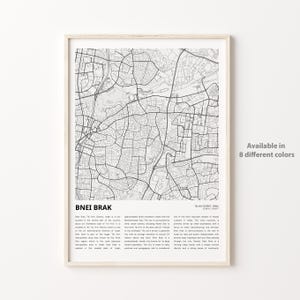 Bnei Brak Karte Druck, Bnei Brak Reisekarte, Bnei Brak Wanddekor Kunst, Bnei Brak Distrikt Tel Living, Einweihungsparty Geschenk