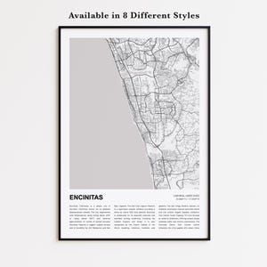 Encinitas Map Print, Encinitas Travel Map, Encinitas Wall Decor Art, Encinitas California, Housewarming Gift