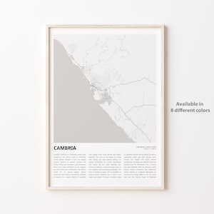 Cambria Map Print, Cambria Travel Map, Cambria Wall Decor Art, Cambria California, Housewarming Gift