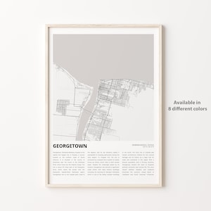 Georgetown Map Print, Georgetown Travel Map, Georgetown Wall Decor Art, Georgetown Demerara-Mahaica, Housewarming Gift
