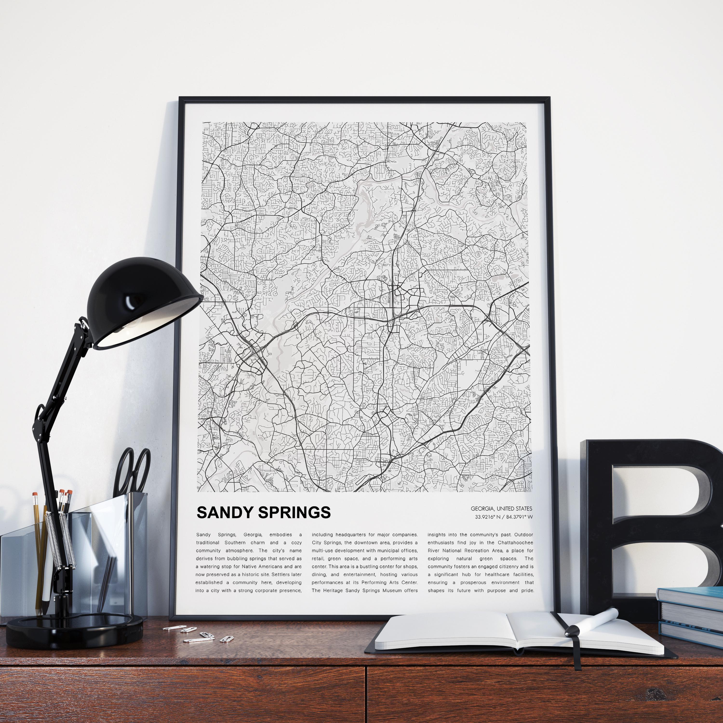 Sandy Springs Map Print Sandy Springs Travel Map Sandy Springs Wall Il P3zq 
