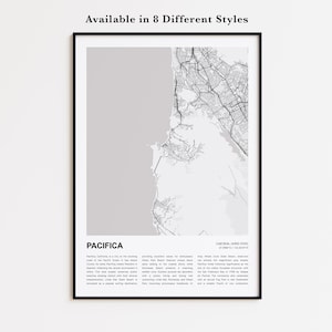 Pacifica Map Print, Pacifica Travel Map, Pacifica Wall Decor Art, Pacifica California, Housewarming Gift