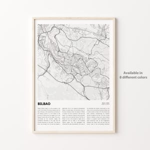 Bilbao Map Print, Bilbao Travel Map, Bilbao Wall Decor Art, Bilbao Biscay, Housewarming Gift