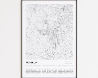 Franklin Map Print, Franklin Map Print, Franklin Wall Decor Art, Franklin Tennessee, Housewarming Geschenk