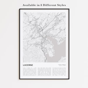 Lucerne Map Print, Lucerne Travel Map, Lucerne Wall Decor Art, Lucerne Lucerne, Housewarming Gift