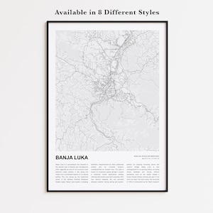 Banja Luka Map Print, Banja Luka Travel Map, Banja Luka Wall Decor Art, Banja Luka Banja Luka, Housewarming Gift Personalized Map print