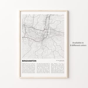 Binghamton Map Print, Binghamton Travel Map, Binghamton Wall Decor Art, Binghamton New York, Housewarming Gift