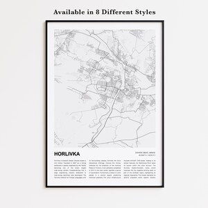 Impresión de mapas de Horlivka, mapa de viaje de Horlivka, arte de decoración de pared de Horlivka, óblast de Horlivka Donetsk, regalo de inauguración de la casa