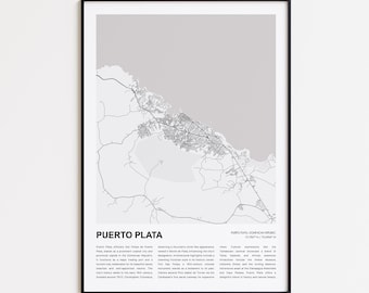 Puerto Plata Map Print, Puerto Plata Travel Map, Puerto Plata Wall Decor Art, Puerto Plata Puerto Plata, Housewarming Gift
