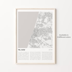 Impression de carte de Tel-Aviv, carte de voyage de Tel-Aviv, art déco murale Tel-Aviv, Tel-Aviv Tel-Aviv, cadeau de pendaison de crémaillère
