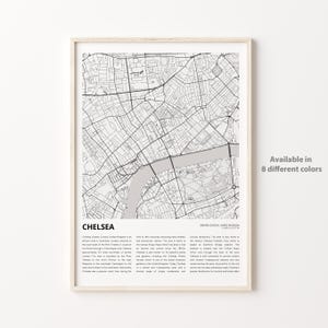 Chelsea Map Print, Chelsea Travel Map, Chelsea Wall Decor Art, Chelsea Greater London, Housewarming Gift