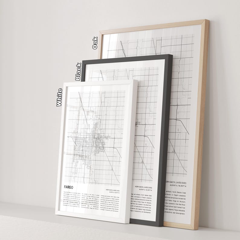 Fargo Map Print, Fargo Travel Map, Fargo Wall Decor Art, Fargo North Dakota, Housewarming Gift image 8