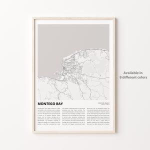 Montego Bay Karte Druck, Montego Bay Reisekarte, Montego Bay Wanddekor Kunst, Montego Bay St. James, Housewarming Geschenk