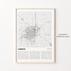Lubbock Map Print, Lubbock Travel Map, Lubbock Wall Decor Art, Lubbock Texas, Housewarming Gift