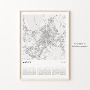 Madrid Map Print, Madrid Travel Map, Madrid Wall Decor Art, Madrid Madrid, Housewarming Gift