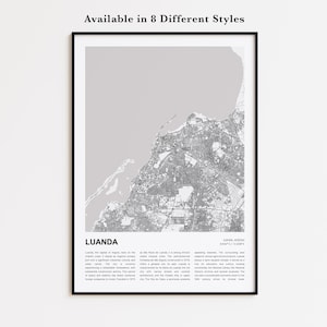 Luanda Map Print, Luanda Travel Map, Luanda Wall Decor Art, Luanda Luanda, Housewarming Gift