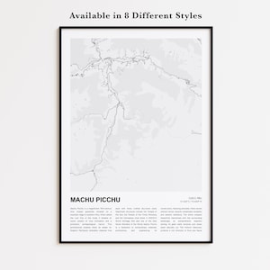 Machu Picchu Map Print, Machu Picchu Travel Map, Machu Picchu Wall Decor Art, Machu Picchu Cusco, Housewarming Gift