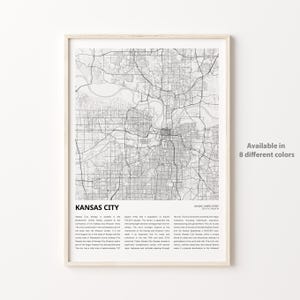 Kansas City Map Print, Kansas City Travel Map, Kansas City Wall Decor Art, Kansas City Kansas, Housewarming Gift