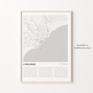 Lyme Regis-kaartafdruk, Lyme Regis-reiskaart, Lyme Regis-muurdecoratiekunst, Lyme Regis Engeland, housewarmingcadeau