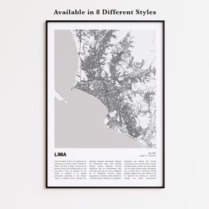 Lima Map Print, Lima Travel Map, Lima Wall Decor Art, Lima Lima, Housewarming Gift