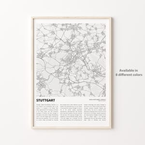 Stuttgart Map Print, Stuttgart Travel Map, Stuttgart Wall Decor Art, Stuttgart Baden-Württemberg, Housewarming Gift