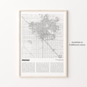 Fresno Map Print, Fresno Travel Map, Fresno Wall Decor Art, Fresno California, Housewarming Gift