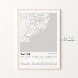 Folly Beach Map Print, Folly Beach Travel Map, Folly Beach Wall Decor Art, Folly Beach South Carolina, Housewarming Gift