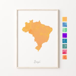 Brasilien Aquarell Karte, Brasilien Pastell Druck, Brasilien Minimal Kunst, Brasilien Wandkunst, Brasilien Karte Druck, Housewarming Geschenk, Brasilien Landkarte