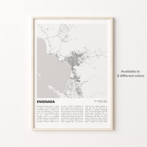 Impresión de mapas de Ensenada, mapa de viaje de Ensenada, arte de decoración de pared de Ensenada, Ensenada Baja California, regalo de inauguración de la casa