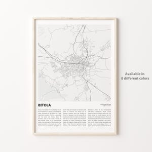 Bitola Map Print, Bitola Travel Map, Bitola Wall Decor Art, Bitola , Housewarming Gift