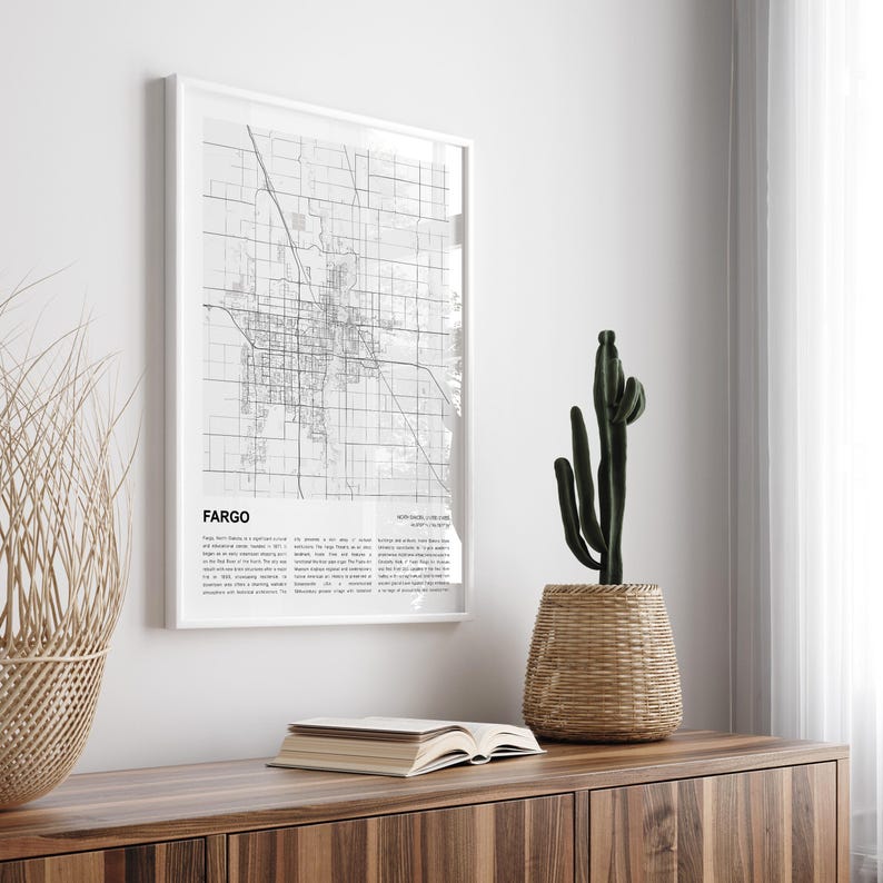 Fargo Map Print, Fargo Travel Map, Fargo Wall Decor Art, Fargo North Dakota, Housewarming Gift image 5