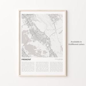 Fremont Map Print, Fremont Travel Map, Fremont Wall Decor Art, Fremont California, Housewarming Gift