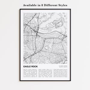 Eagle Rock Map Print, Eagle Rock Travel Map, Eagle Rock Wall Decor Art, Eagle Rock California, Housewarming Gift