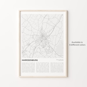 Harrisonburg Map Print, Harrisonburg Travel Map, Harrisonburg Wall Decor Art, Harrisonburg Virginia, Housewarming Gift