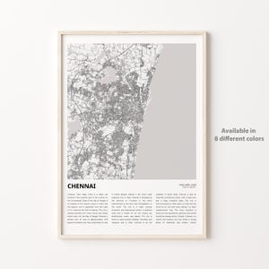 Chennai Map Print, Chennai Travel Map, Chennai Wall Decor Art, Chennai Tamil Nadu, Housewarming Gift