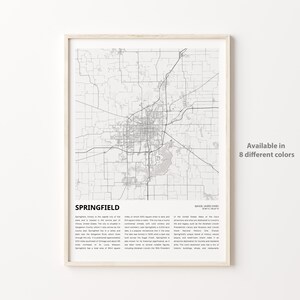 Springfield Map Print, Springfield Travel Map, Springfield Wall Decor Art, Springfield Illinois, Housewarming Gift