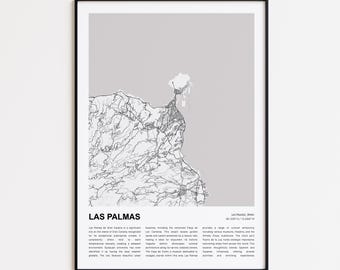 Impressão de mapa de Las Palmas, mapa de viagem de Las Palmas, arte de decoração de parede de Las Palmas, Las Palmas Las Palmas, presente de inauguração