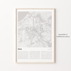 Riga Map Print, Riga Travel Map, Riga Wall Decor Art, Riga , Housewarming Gift