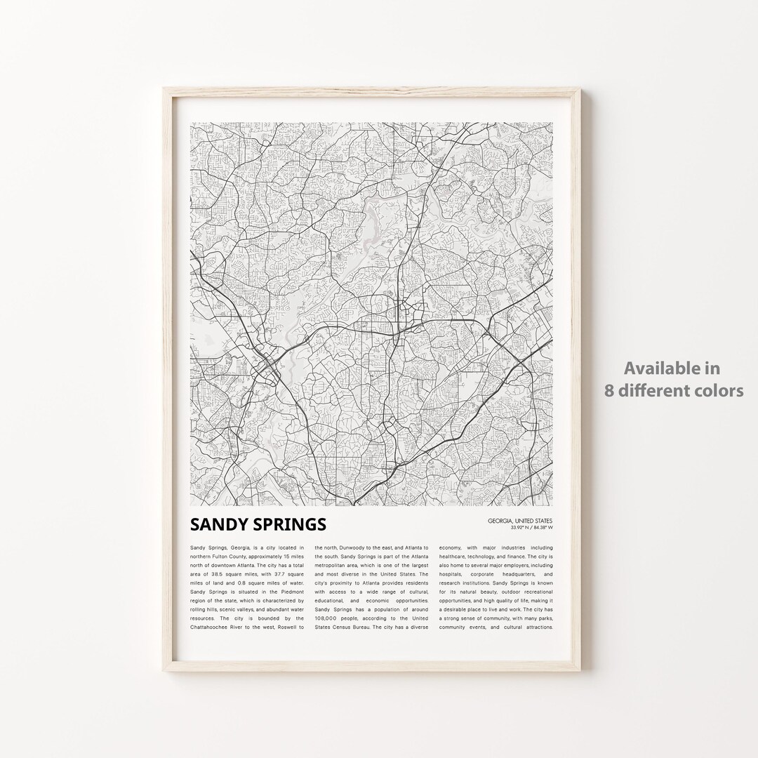 Sandy Springs Map Print Sandy Springs Travel Map Sandy Springs Wall Il Jyur 