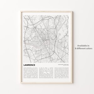 Lawrence Map Print, Lawrence Travel Map, Lawrence Wall Decor Art, Lawrence Massachusetts, Housewarming Gift