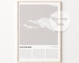 Custom Map Print, Custom City Travel Map, Custom Map Wall Decor Art, City State Map, Housewarming Gift Personalized Map Print of Your City